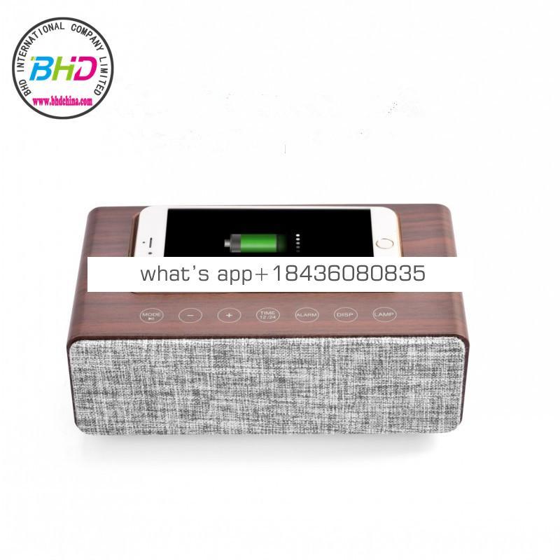 2018 newest model High quality quasi-HI-FI wireless speaker with wireless charger, clock function
