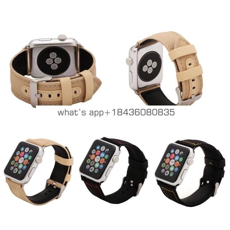 3 Colors 38mm 42mm Strap Genuine Leather Nylon Watch Band for Apple Watch Series 3