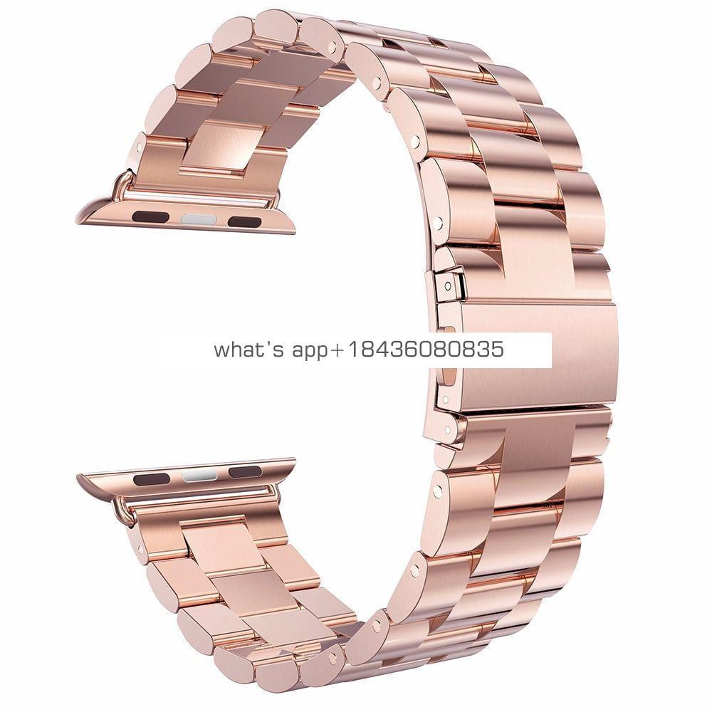4 Colors 3 Links Stainless Steel 38mm 42mm Bracelet Strap Classic Buckle Watch Bands for Apple Watch iWatch Series 3