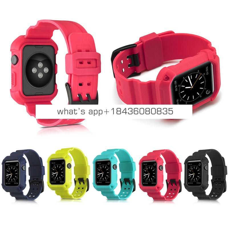 5 Colors 38mm 42mm Shockproof TPU Rubber Replacement for iWatch Strap Silicone Band with Frame for Apple Watch Series 3 Sport