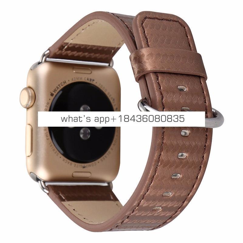 Carbon Fiber Leather Strap Band for Apple Watch 3 Adapter
