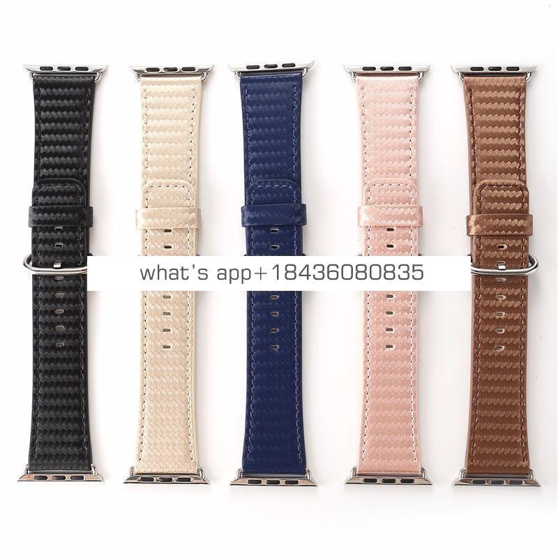 Carbon Fiber Leather Strap Band for Apple Watch 3 Adapter