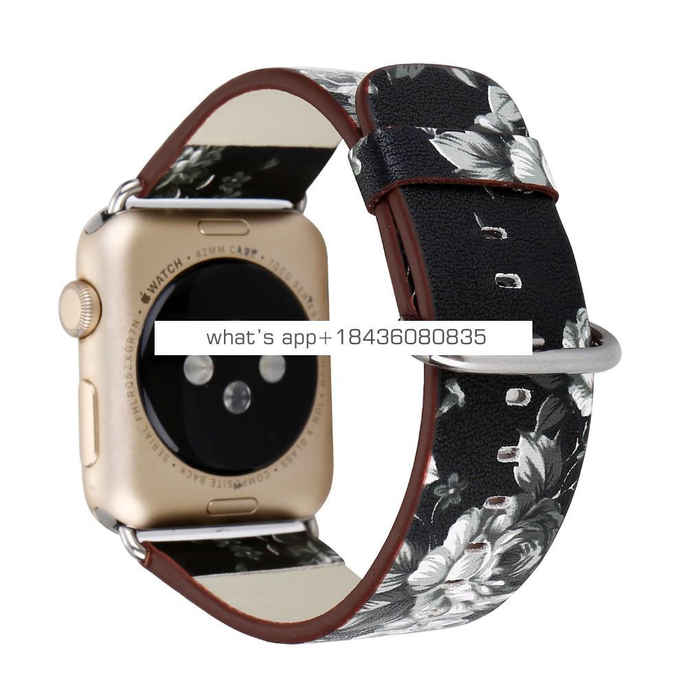 Colorful Flower Leather Strap Buckle for Apple Watch Series 3