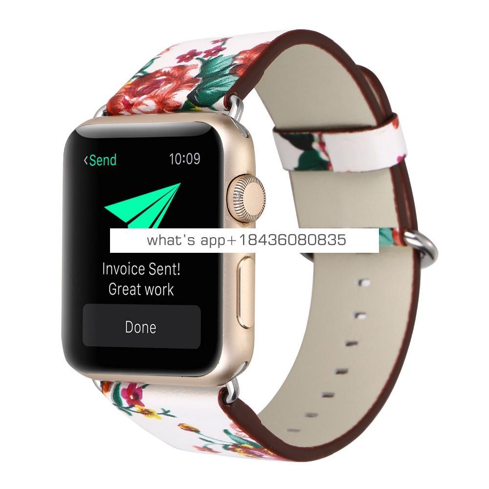 Colorful Flower Leather Strap Buckle for Apple Watch Series 3