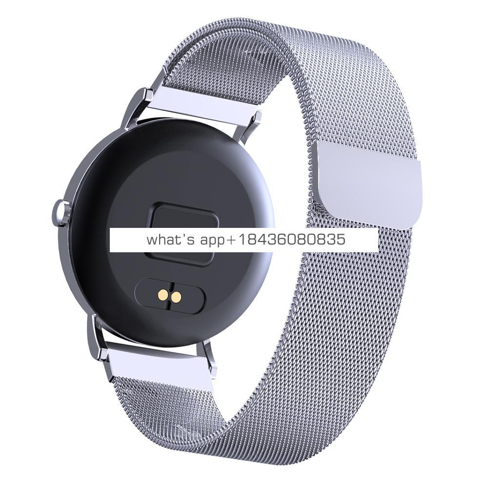 Fashion OEM gold stainless steel band bluetooth big touch screen smart watch health for blood pressure ios android