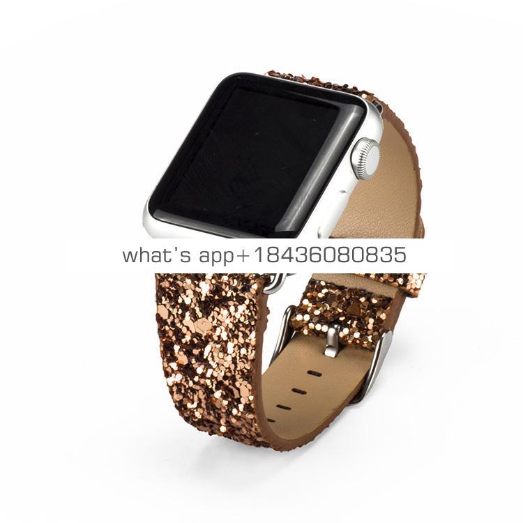Flash Blingbling Strap Leather Band for Apple Watch Series 3 Sport