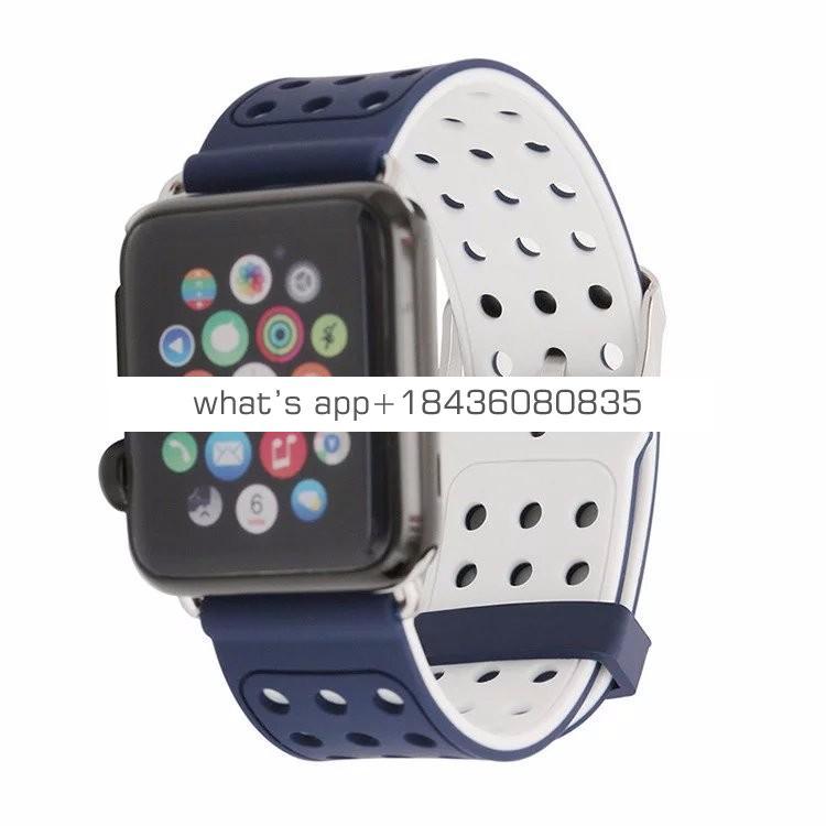 For Apple iWatch Double Color Sport Silicone Strap Band