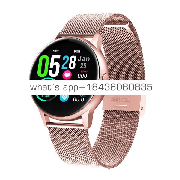IP68 Waterproof Health Heart Rate Blood Pressure Fitness Tracker Stainless Steel Band Touch Color Screen Smart Watch