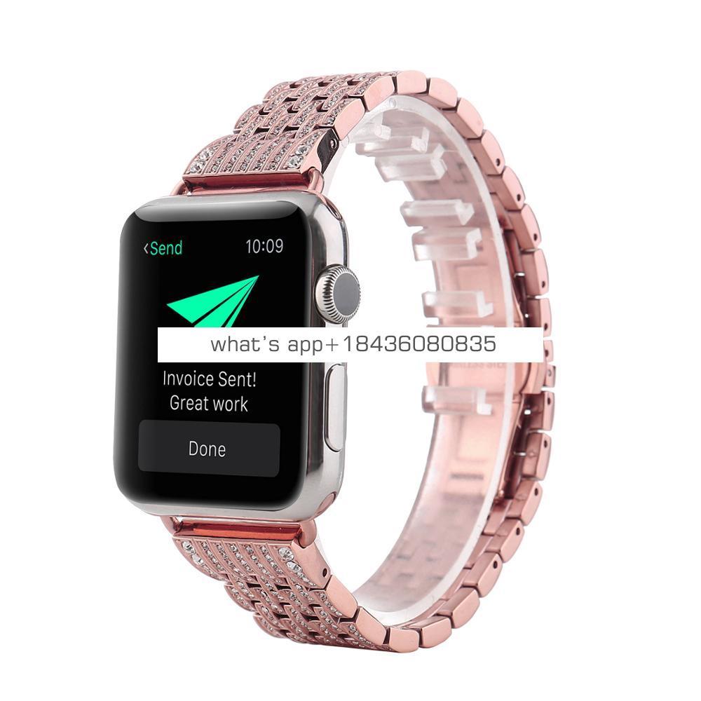 Luxury 7 Links Stainless Steel Diamond Band for Apple Watch Series 1 2 3