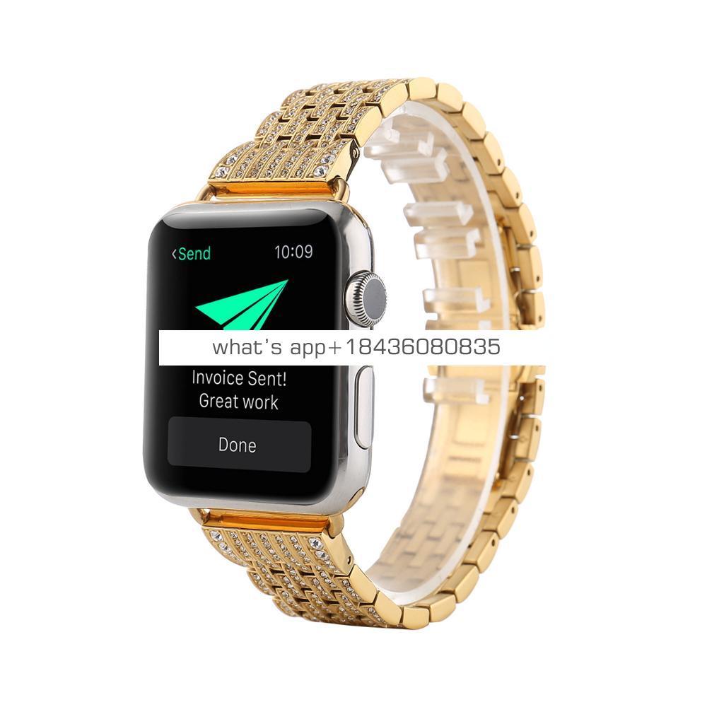 Luxury 7 Links Stainless Steel Diamond Band for Apple Watch Series 1 2 3
