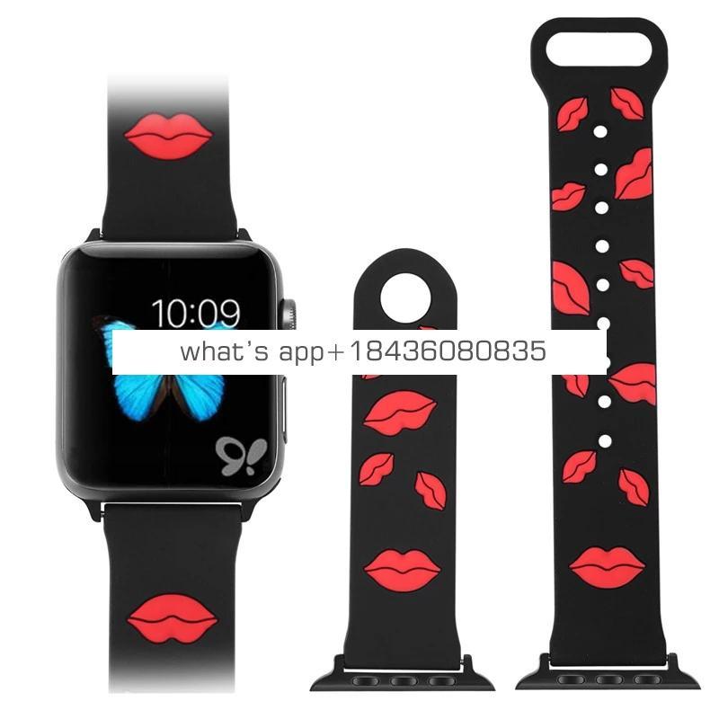 New Sport Silicone Rubber Red Lips Strap for Apple Watch Series 1 2 3 4