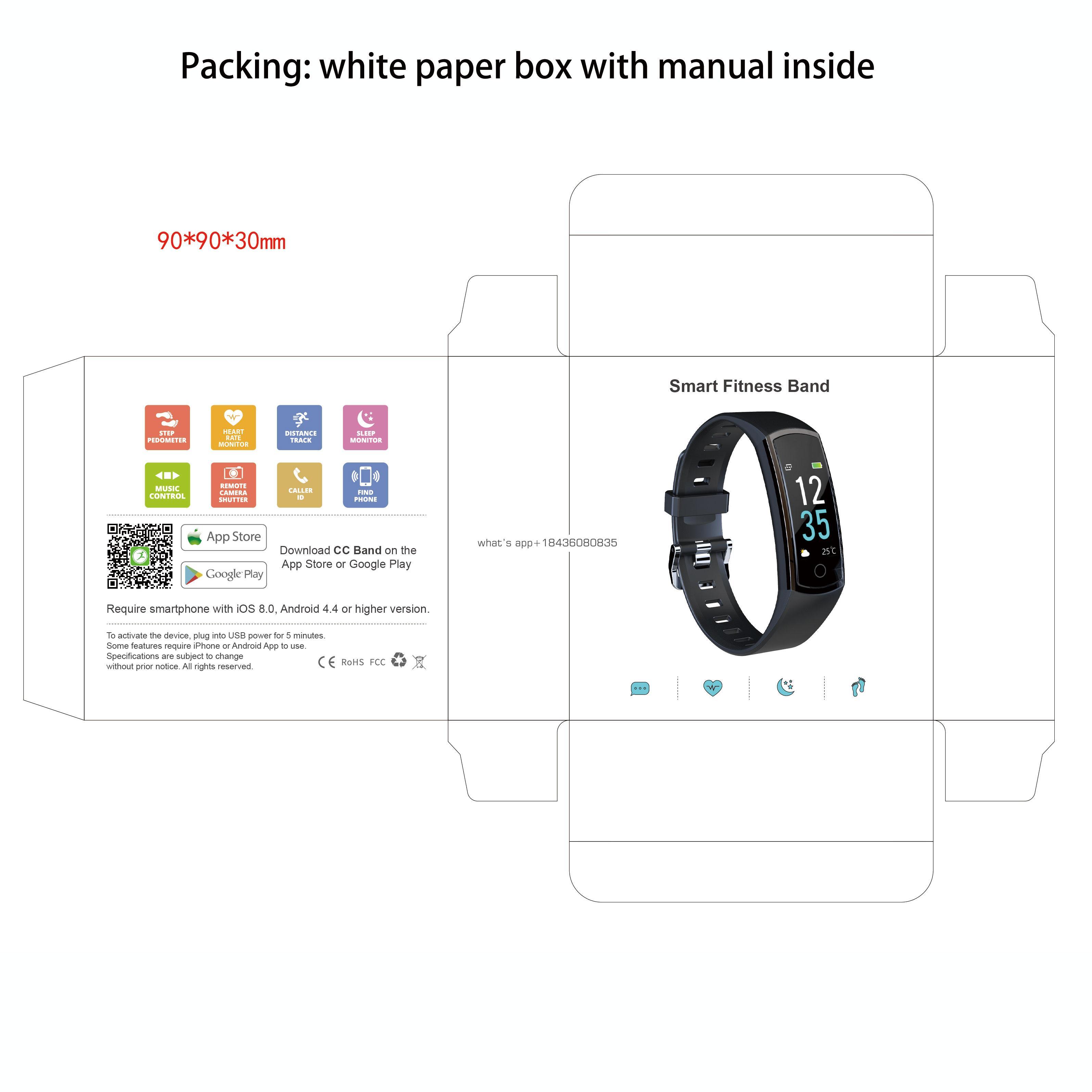 New design android waterproof 30m heart rate blood pressure large screen smart watch long standby usb charge for excise