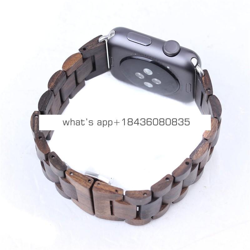 OEM 4 Colors 38mm 42mm for iWatch Replacement Watch Strap Wooden Wrist Band for Apple Watch with Adapter