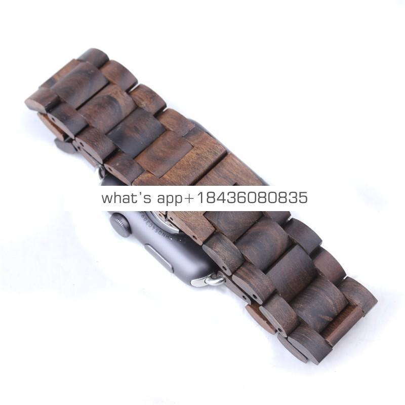 OEM 4 Colors 38mm 42mm for iWatch Replacement Watch Strap Wooden Wrist Band for Apple Watch with Adapter