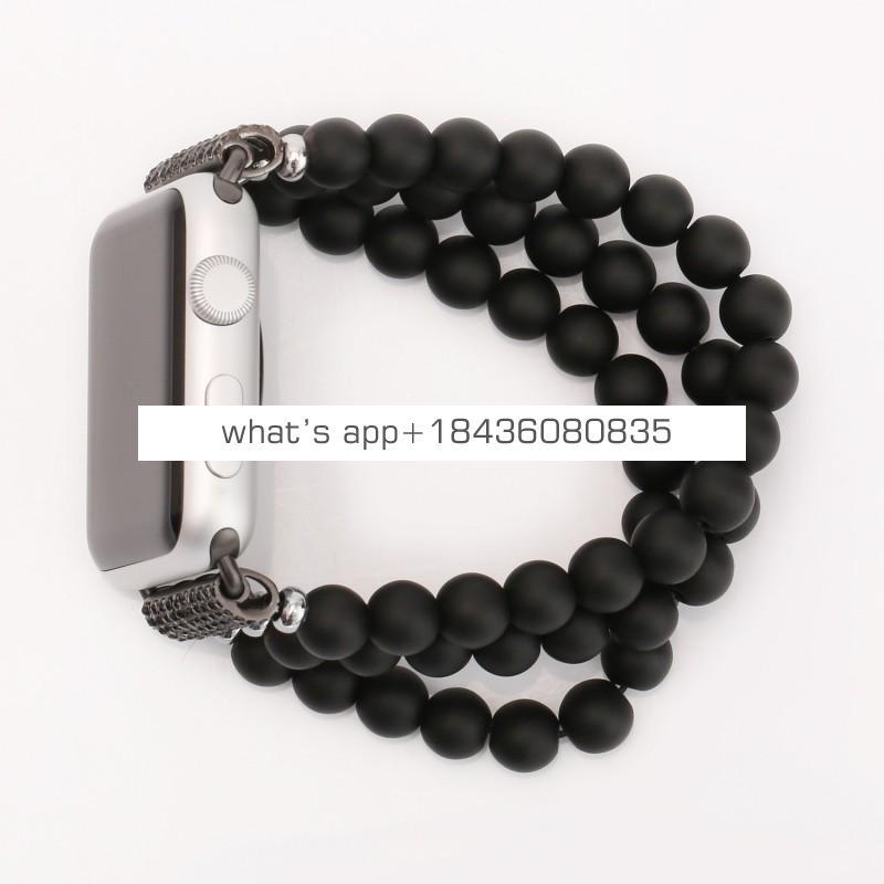 OEM Fantastic 38mm 42mm Replacement Bracelet Black Agate Beads Strap Wrist Band for Apple iWatch Series 3