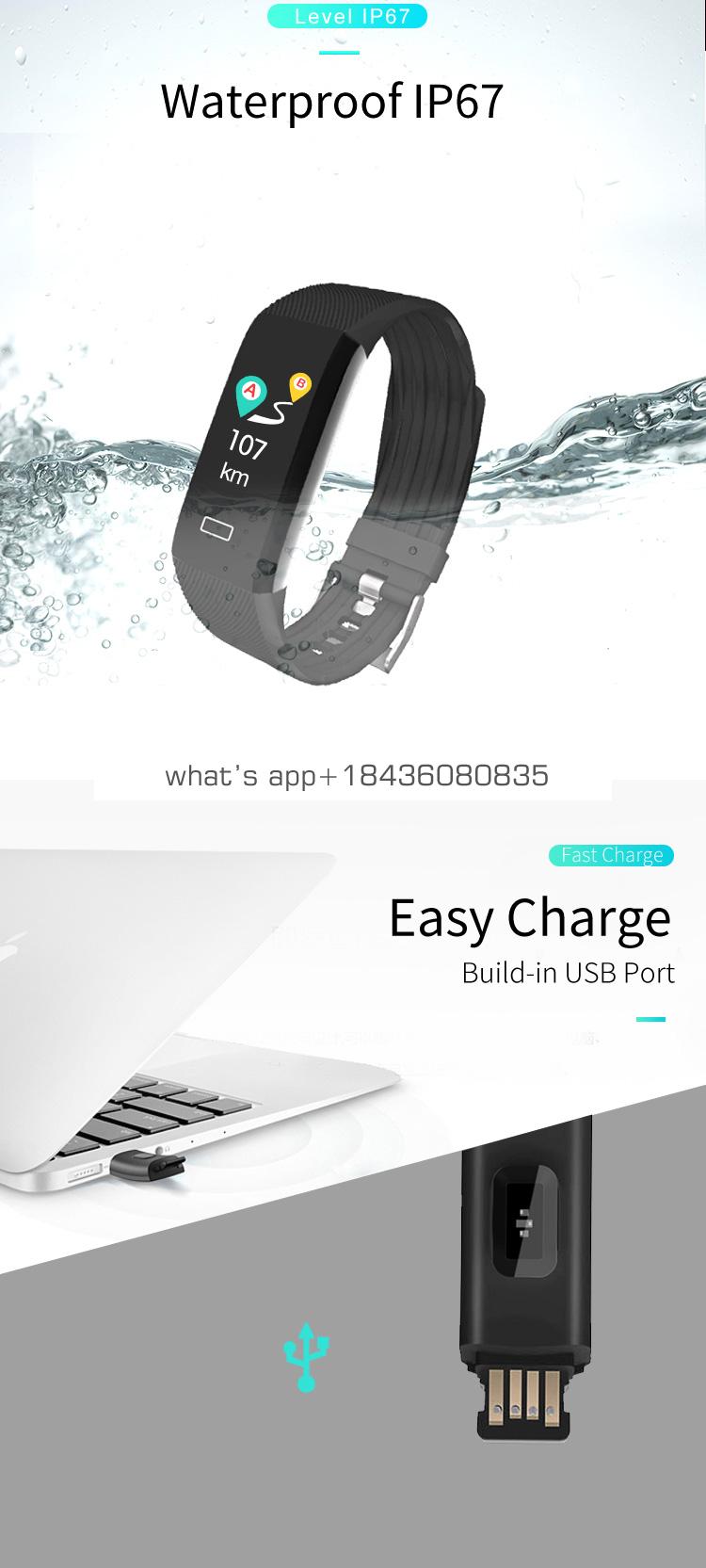 Sport smart wristband bar waterproof IP 67 blood pressure smartwatch for IOS Android ID115 plus Color HR