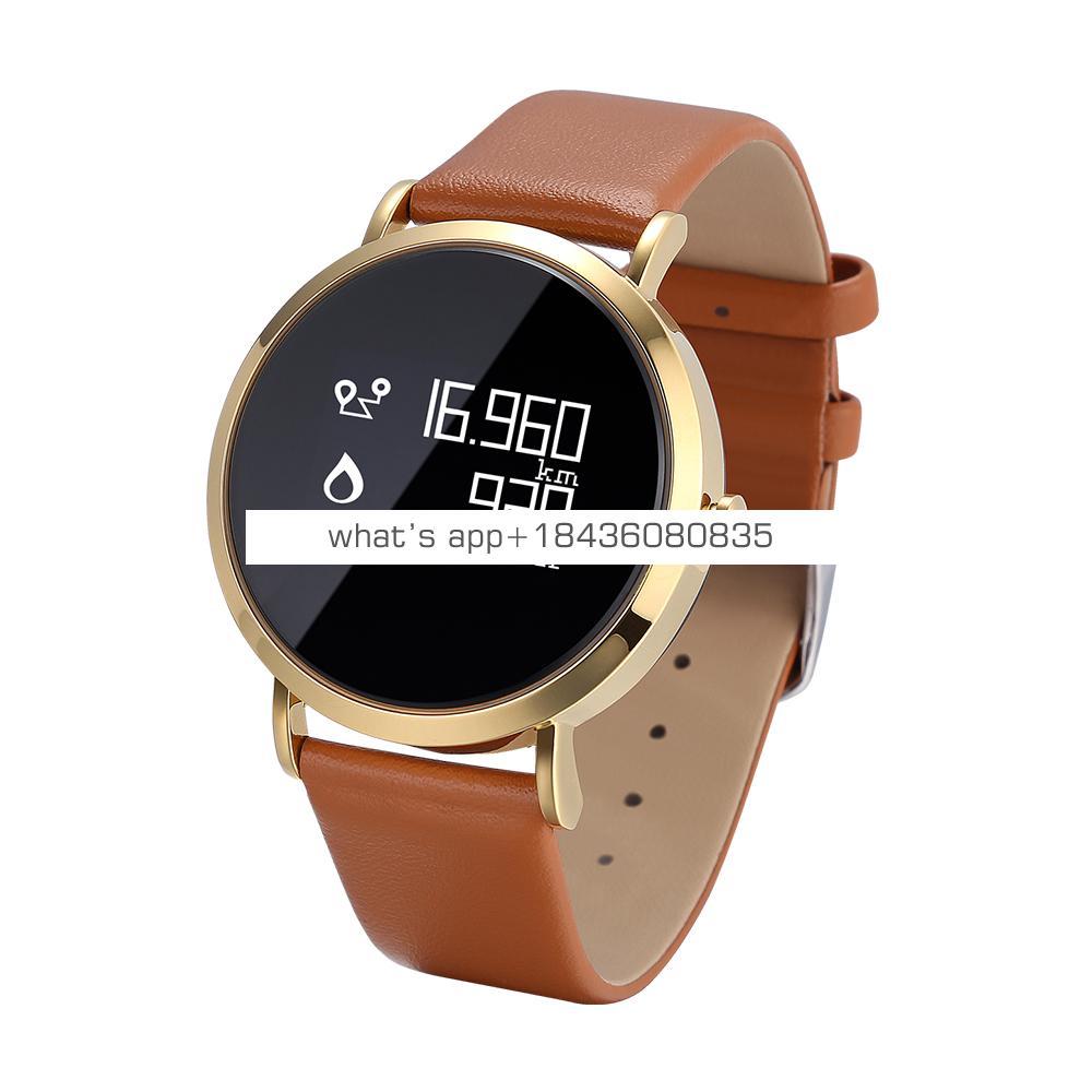 Unisex wrist watch Call Message Reminder Camera Music Control with blood pressure and heart rate smart watch with leather band