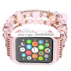Amazon hot selling jewelry bracelet for Apple Watch 38mm 42mm with frame case rhinestone