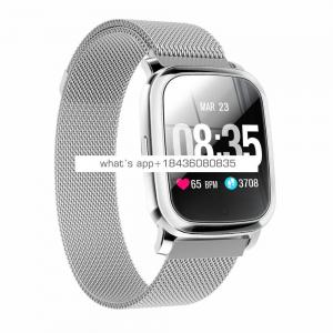 Fitness sport stainless steel belt wrist watch Call Message Reminder Camera Music Control ios smart magnet band fitness watch