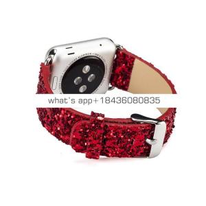 Flash Blingbling Strap Leather Band for Apple Watch Series 3 Sport