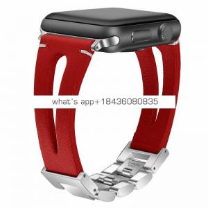 Hybrid Stainless Steel Genuine Leather Band for Apple Watch Series 1 2 3 4